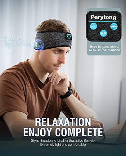 Perytong Sleep Headphones Wireless, Bluetooth Sports Headband Headphones with Ultra-Thin HD Stereo Speakers Perfect for Sleeping,Workout,Jogging,Yoga,Insomnia, Air Travel, Meditation