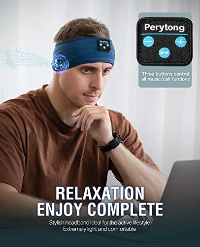 Perytong Sleep Headphones Wireless, Bluetooth Sports Headband Headphones with Ultra-Thin HD Stereo Speakers Perfect for Sleeping,Workout,Jogging,Yoga,Insomnia, Air Travel, Meditation