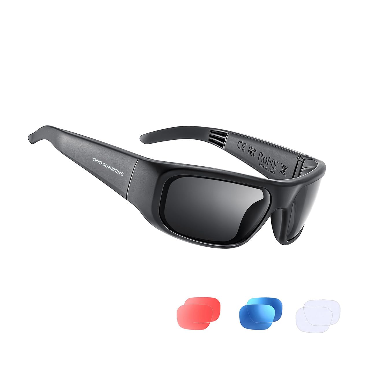 OhO Smart Glasses,Polarized Sunglasses with Bluetooth Speaker,Athletic/Outdoor UV Protection and Voice Control,Unisex(Grey Lens)