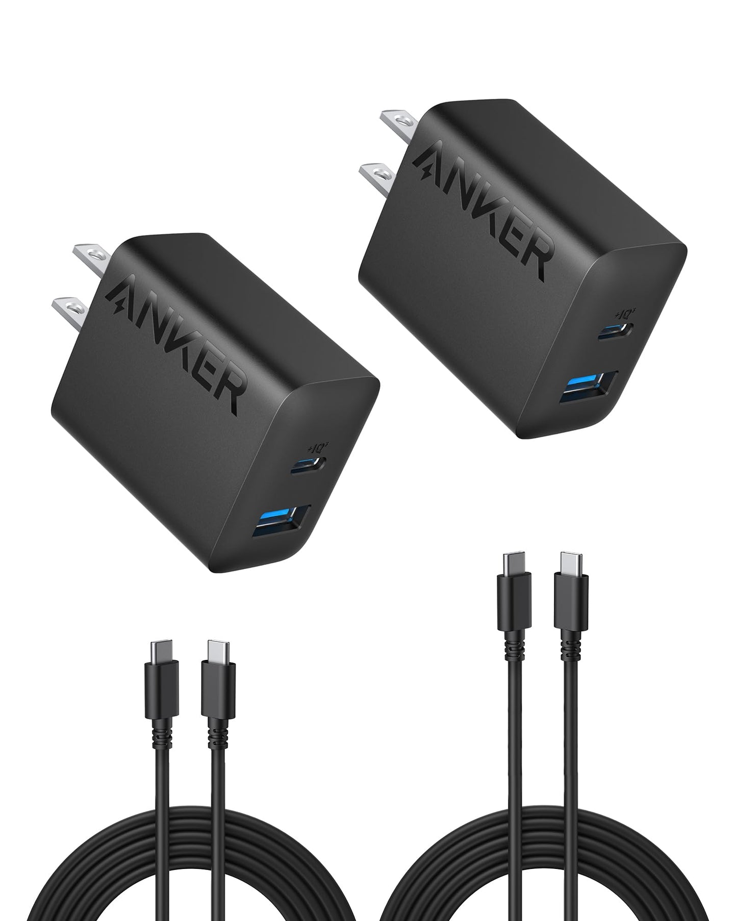 Anker iPhone 16 Charger, USB C Charger Block, 2-Pack 20W Fast Wall Charger for 16/16 Pro/Pro Max / 15 Series / iPad Pro and More, with 2 Pack 5 ft USB-C Cable