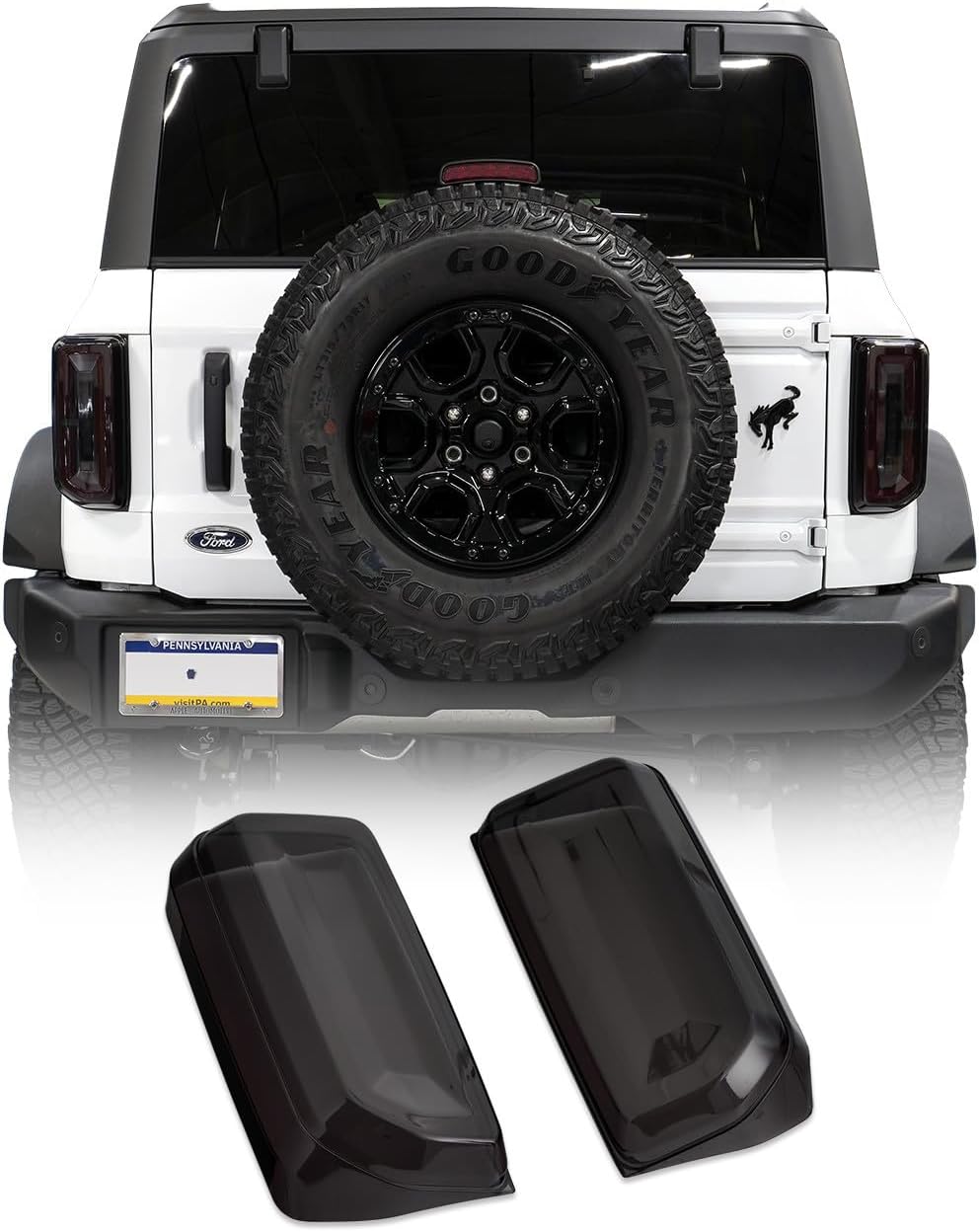 IAG I-Line Smoked LED Tail Light Covers for Ford Bronco 2021+ 2/4 Door (OEM LED Taillights ONLY)