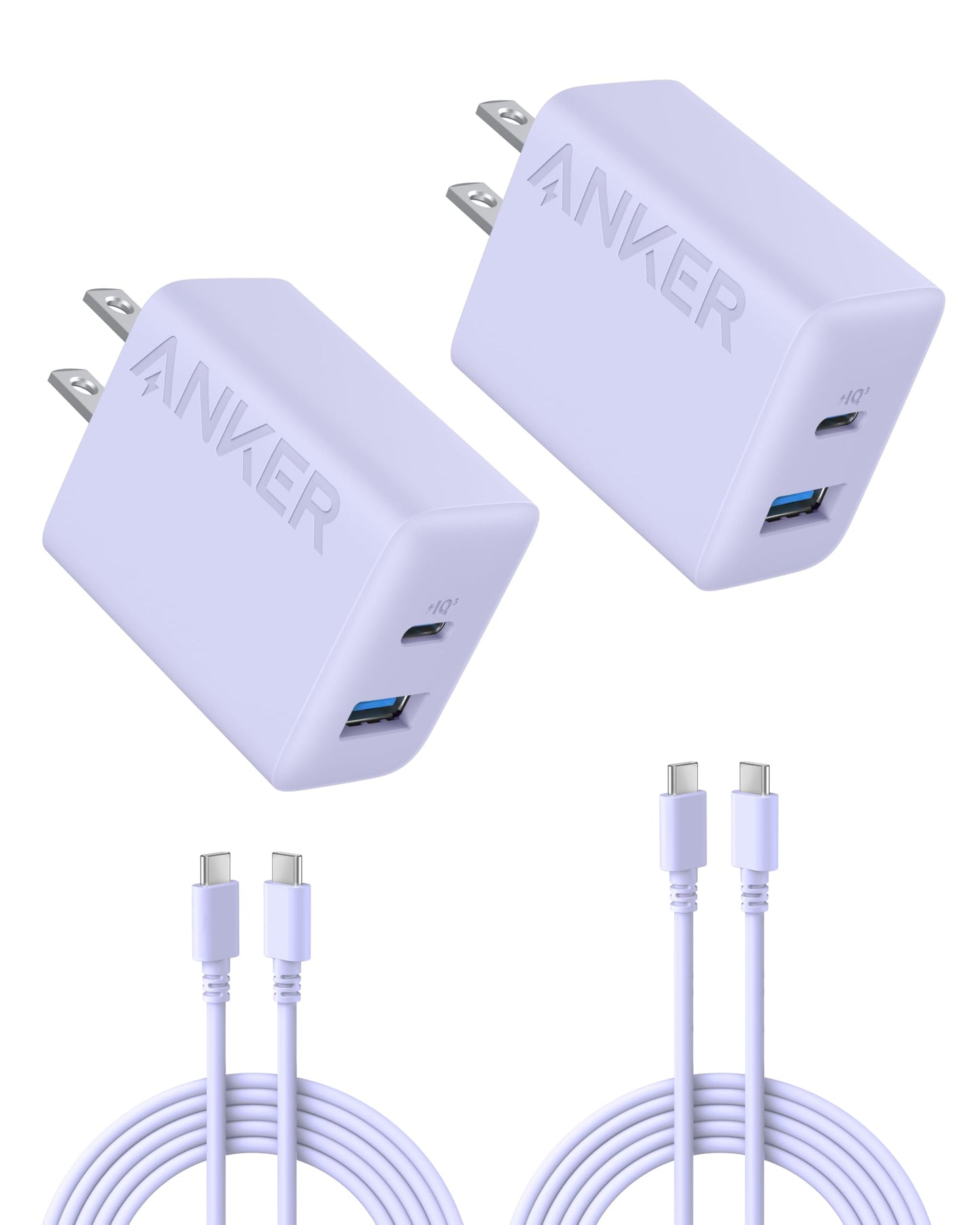 Anker iPhone 16 Charger, USB C Charger Block, 2-Pack 20W Fast Wall Charger for 16/16 Pro/Pro Max / 15 Series / iPad Pro and More, with 2 Pack 5 ft USB-C Cable