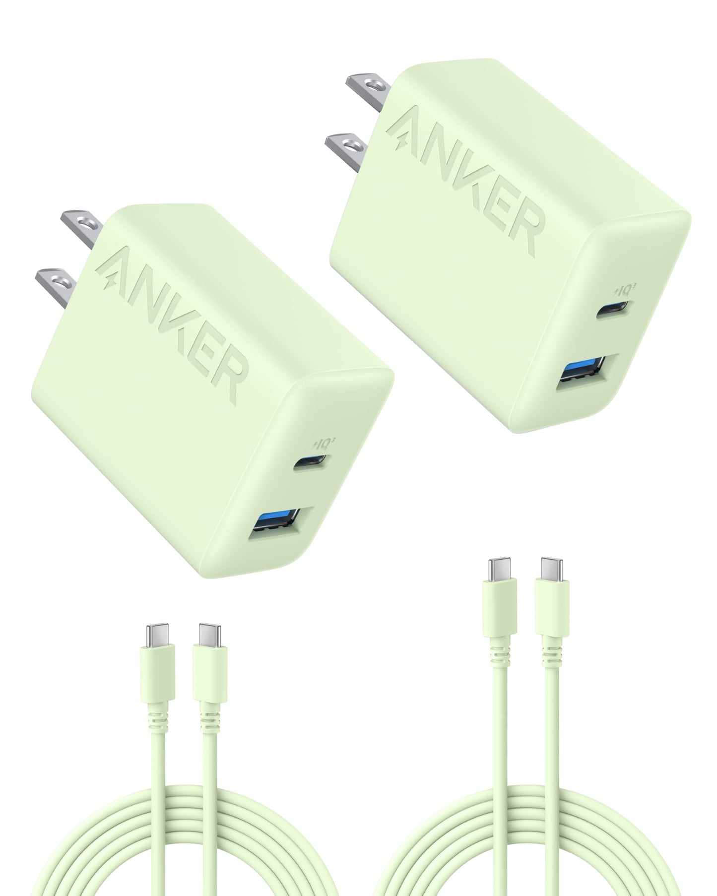 Anker iPhone 16 Charger, USB C Charger Block, 2-Pack 20W Fast Wall Charger for 16/16 Pro/Pro Max / 15 Series / iPad Pro and More, with 2 Pack 5 ft USB-C Cable