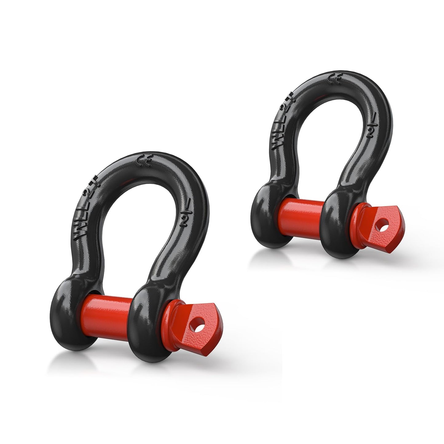 Nilight 2 Pack 3/4" D-Ring Shackle 4.75 Ton (9500 Lbs) Capacity with 7/8" Pin Heavy Duty Off Road Recovery Shackle with Isolators & Washer Kit for Jeep Truck Vehicle, Red (90053B)