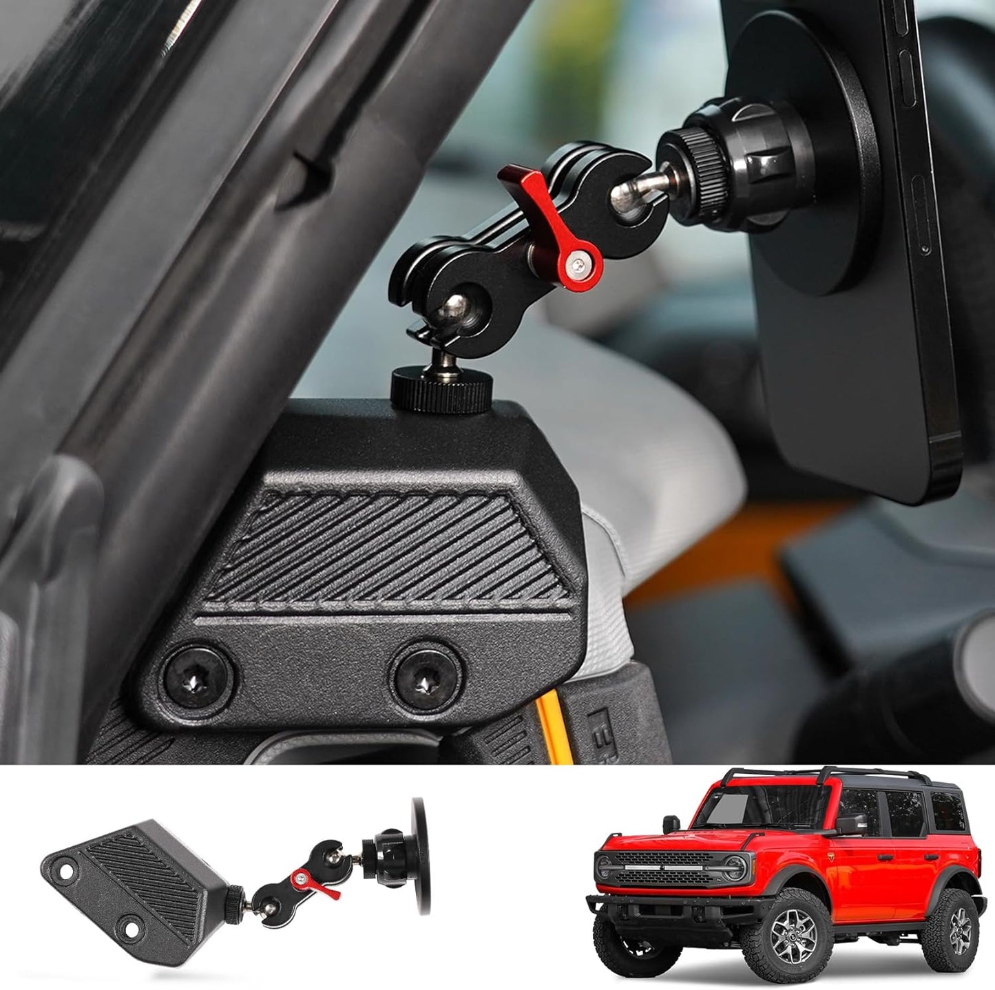 Mabett Magnetic Phone Holder for Ford Bronco 2021 2022 2023 2024, Adjustable Angles 360°Phone Mount for Bronco Accessories