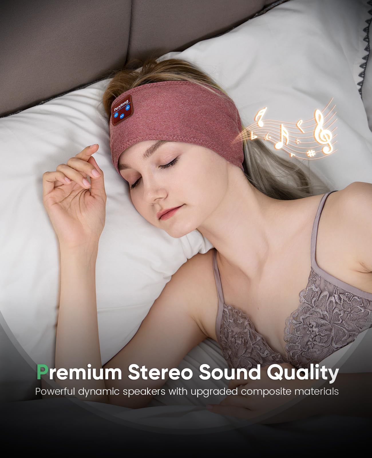 Perytong Sleep Headphones Wireless, Bluetooth Sports Headband Headphones with Ultra-Thin HD Stereo Speakers Perfect for Sleeping,Workout,Jogging,Yoga,Insomnia, Air Travel, Meditation