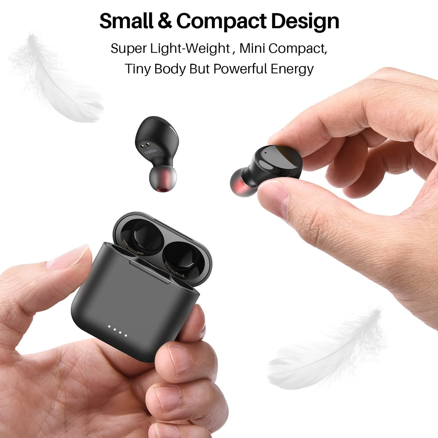 TOZO T6 True Wireless Earbuds Bluetooth 5.3 Headphones 45H Long Playtime, Wireless Charging Case, IPX8 Waterproof Stereo Earphones, Built-in Mic Calls, Headset Premium Deep Bass 32 Preset EQs via APP