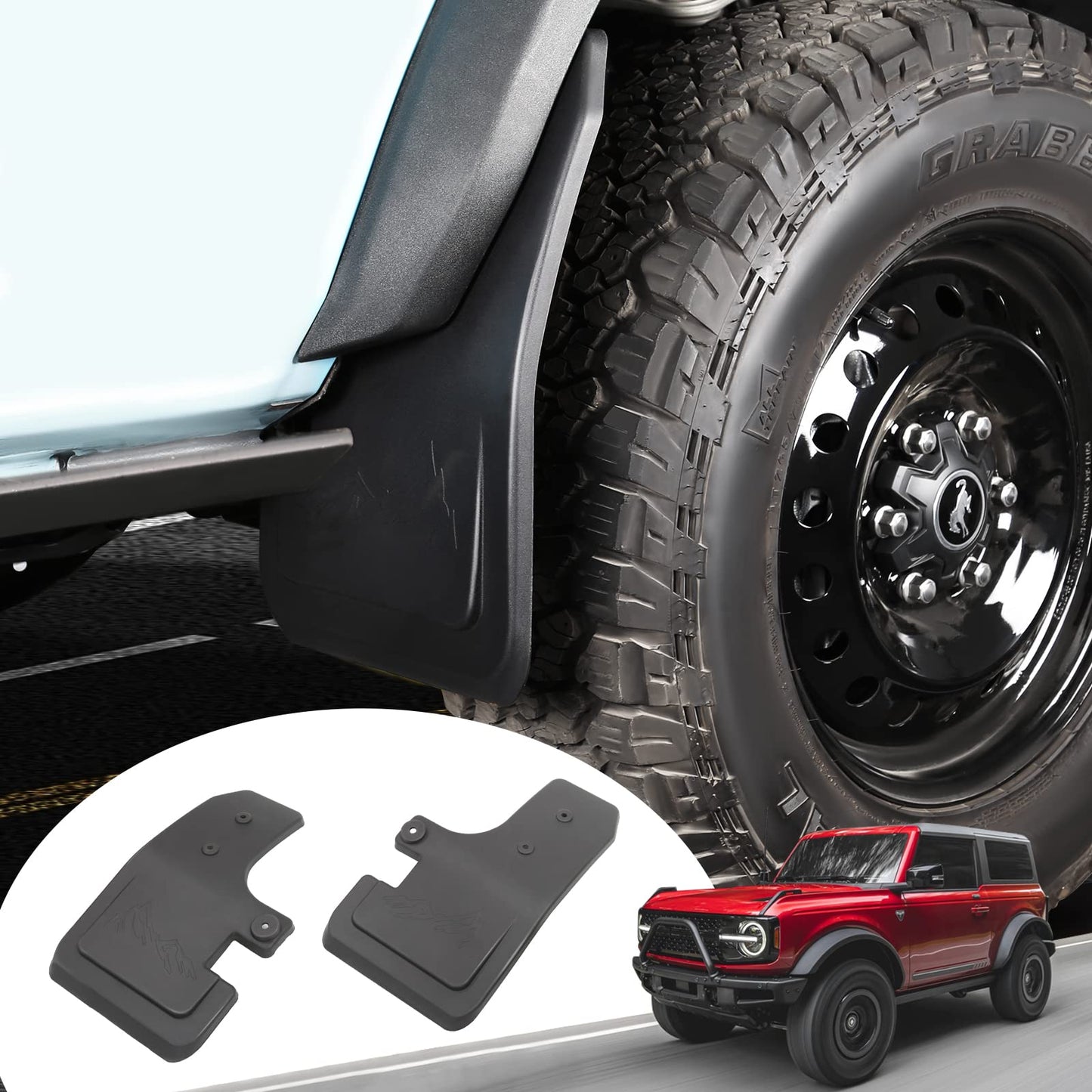 Mabett Mud Flaps for Ford Bronco Accessories 2021 2022 2023 2024 2/4-Door No Punching Required Front and Rear 4PCS