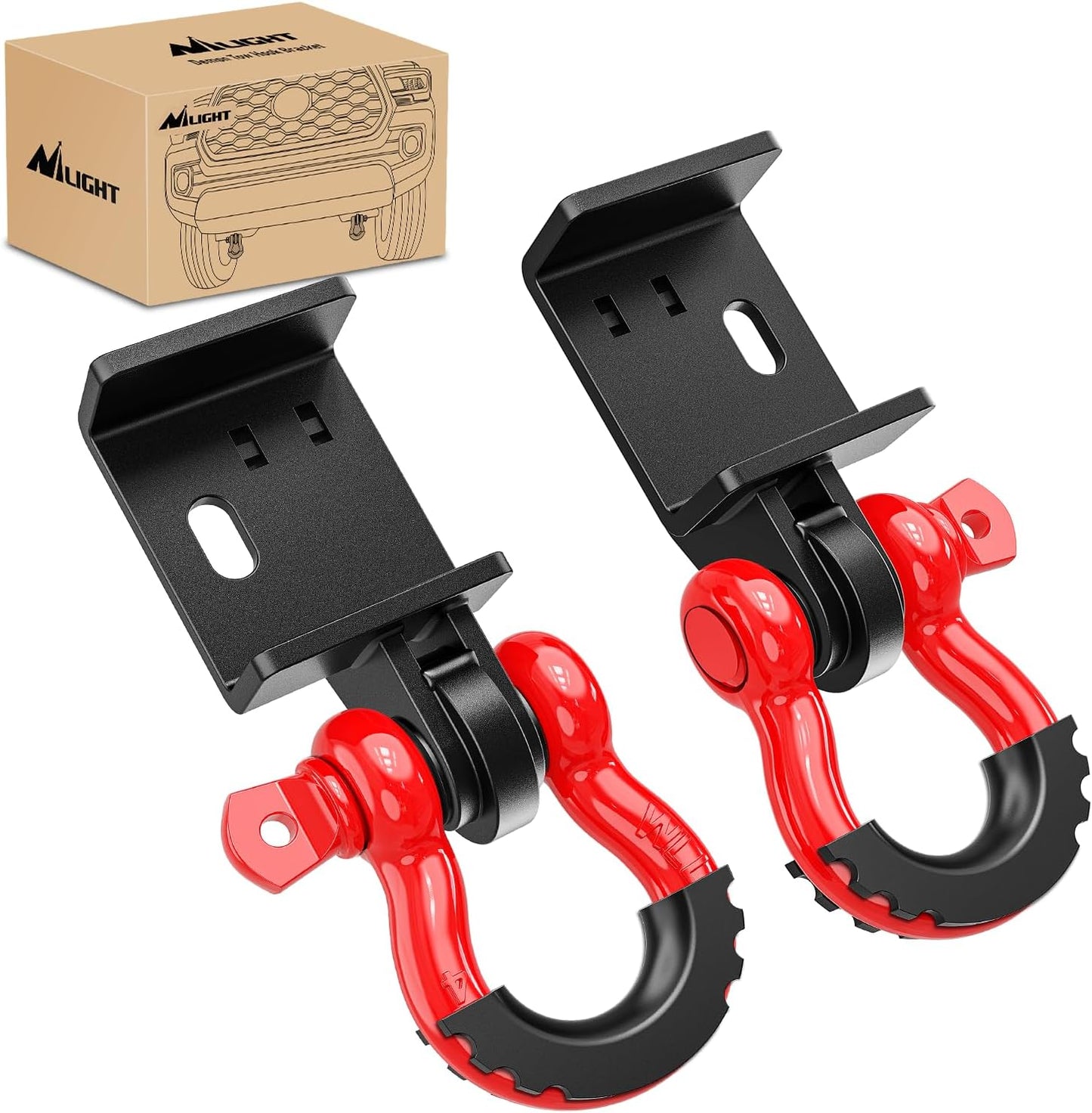 Nilight Shackle Hitch Receiver 2Inch 45000 LBs Breaking Strength 3/4" D Ring Shackle w/Trailer Hitch Pin Heavy Duty Solid Recovery Towing Kit for Trucks Jeeps Off-Road