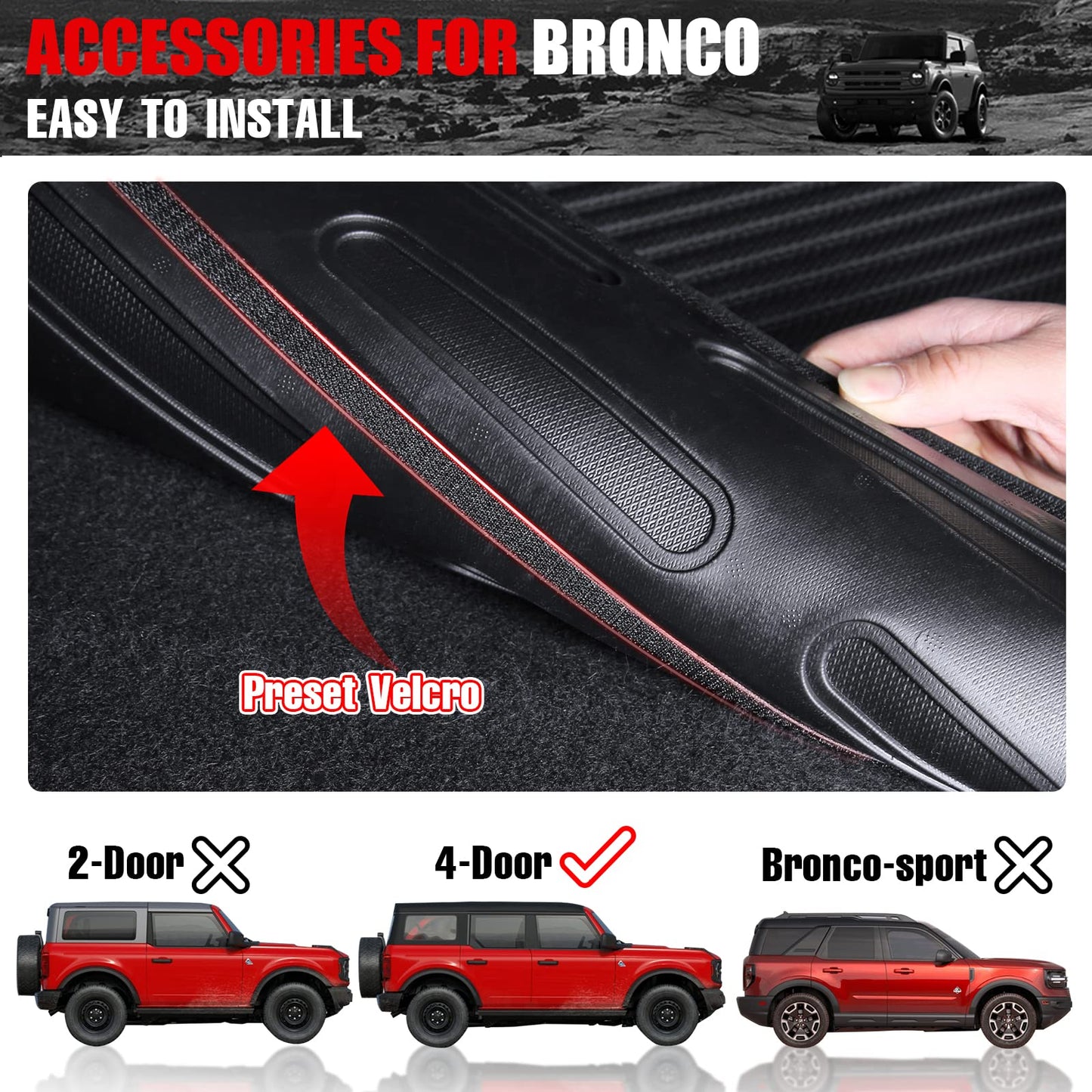 Mabett Rear Seat Back Cover Backrest Protector for Ford Bronco Accessories 2021 2022 2023 2024 with Dog Seat Liner fit Bronco 4-Door (4 Pieces-with Folding Lip NOT for 2 Door)