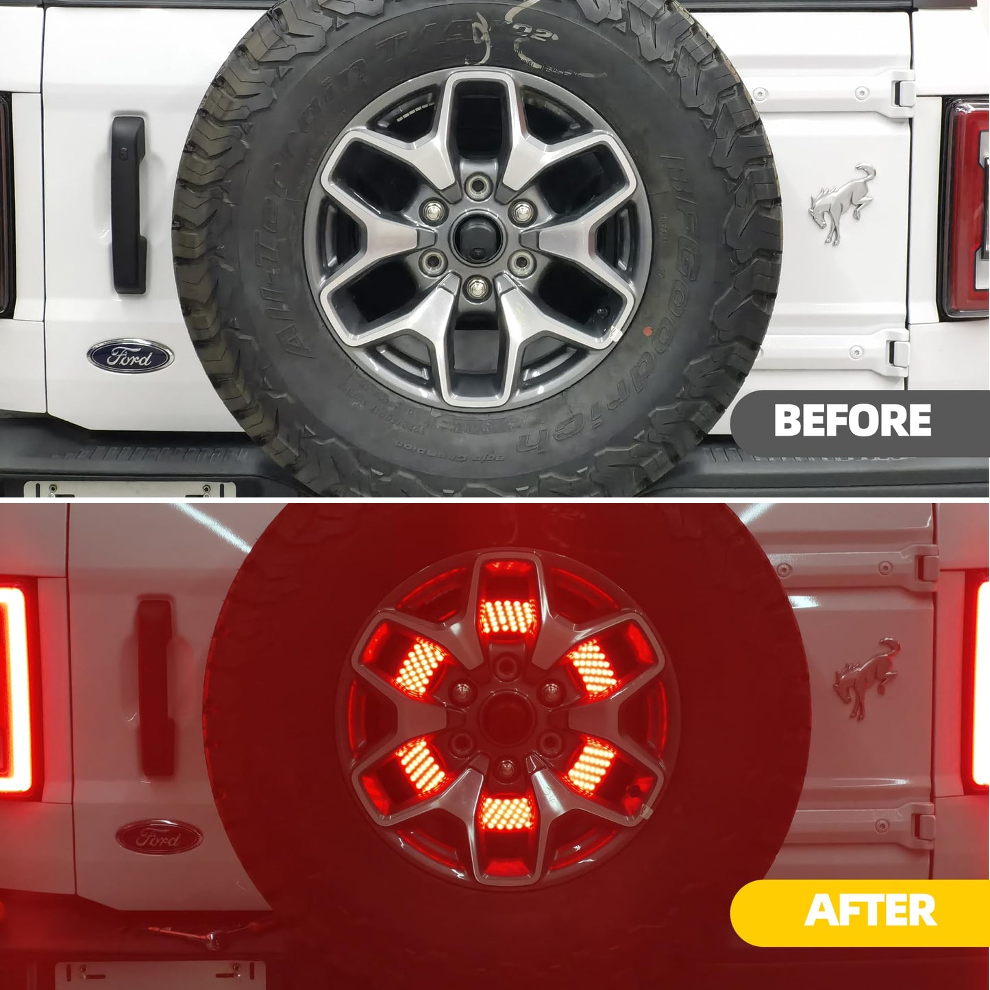 Spare Tire Brake Light for Ford Bronco 2021 2022 2023+ 2 Door or 4 Door Red LED Wheel Light Third Brake Light,Plug-N-Play High Mount Stop Rear Tail Brake Light for Ford Bronco Accessories