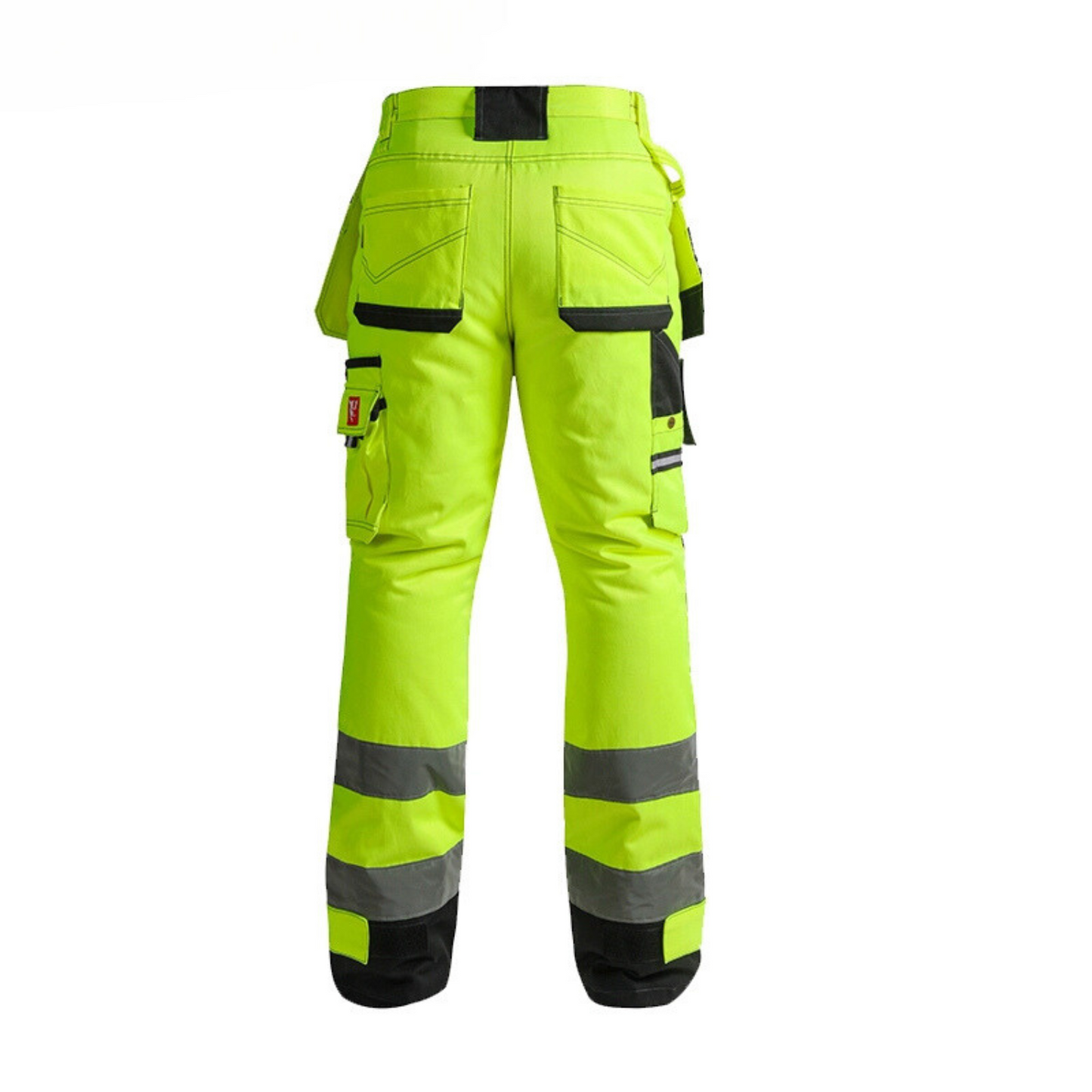 Class 3 High Visibility Fluorescent Yellow Work Pants, Winter-Insulated, Reflective Strips, Durable Cotton Blend for Out