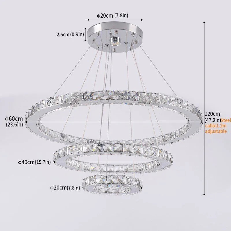 Crystal Led Ring Pendant Lights Modern Chandelier Ceiling Lamps Living Dining Room Decoration Lustre Hanging Fixtures Luminaire