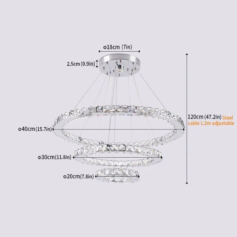 Crystal Led Ring Pendant Lights Modern Chandelier Ceiling Lamps Living Dining Room Decoration Lustre Hanging Fixtures Luminaire