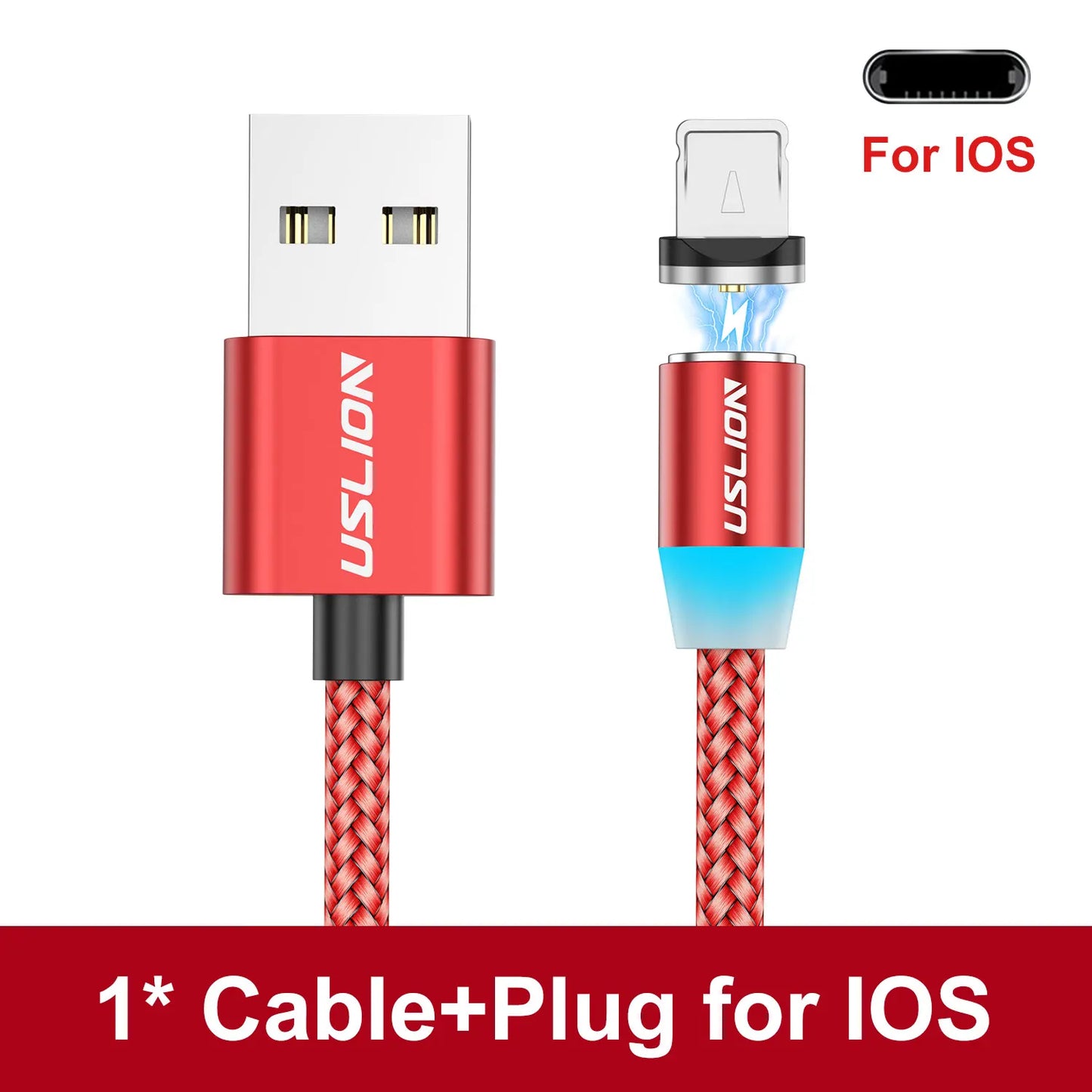 USLION LED Magnetic USB Cable Fast Charging USB Type C Phone Cable Magnet Charger Data Charge Micro USB for iPhone 14 for Xiaomi