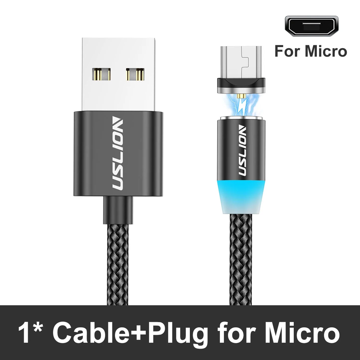 USLION LED Magnetic USB Cable Fast Charging USB Type C Phone Cable Magnet Charger Data Charge Micro USB for iPhone 14 for Xiaomi