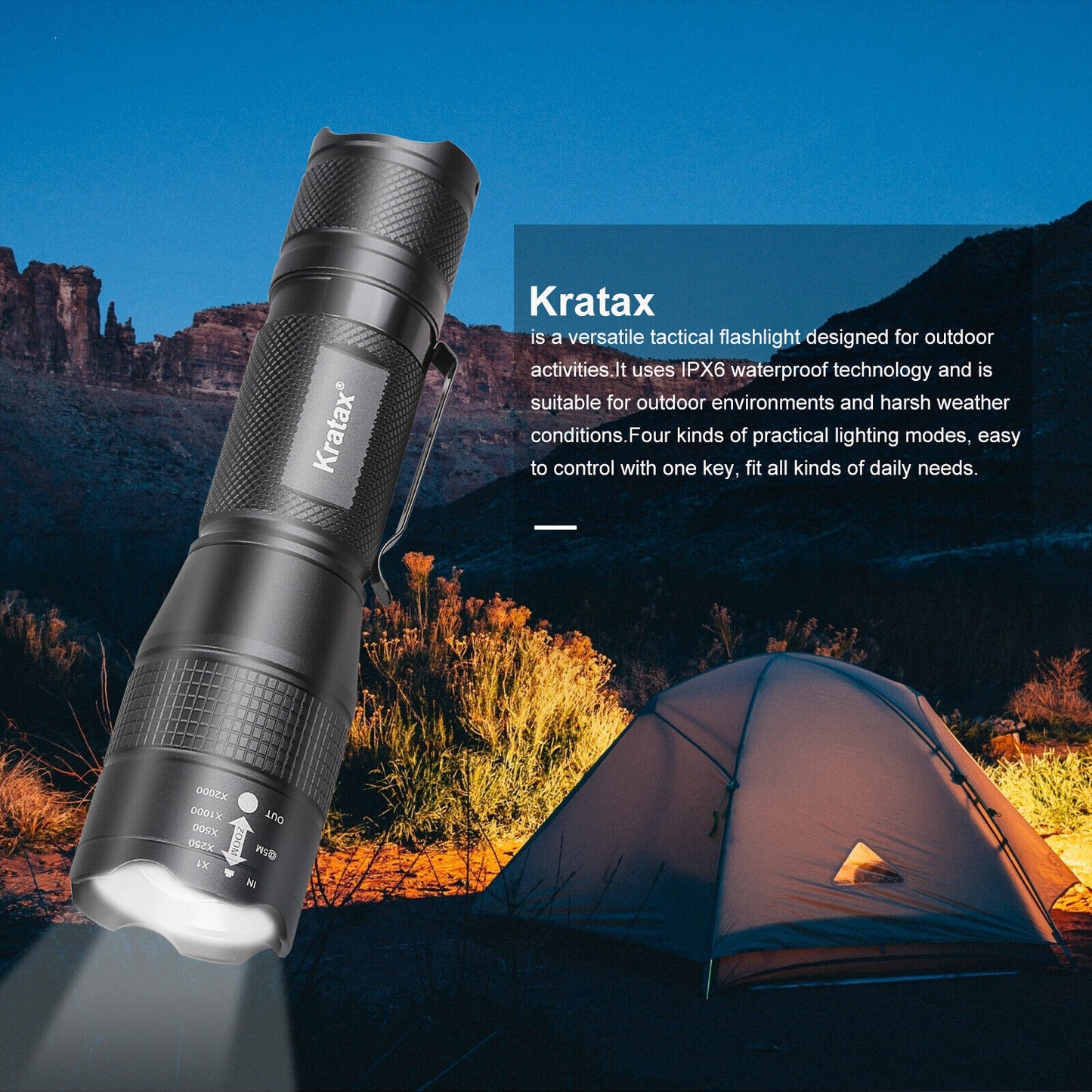 5.3oz Small & Extremely Zoomable LED Tactical Handheld Flashlight With Knife