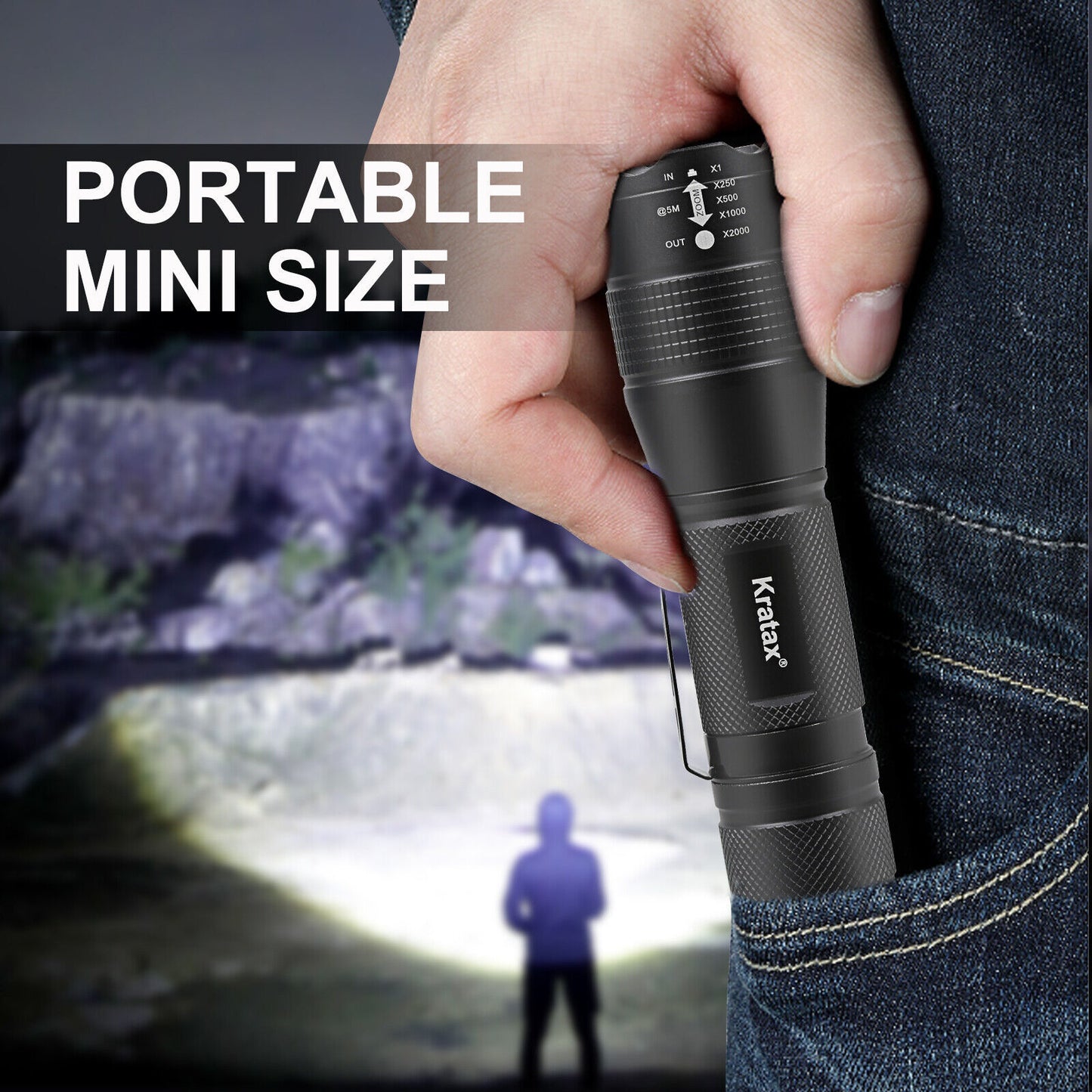 5.3oz Small & Extremely Zoomable LED Tactical Handheld Flashlight With Knife