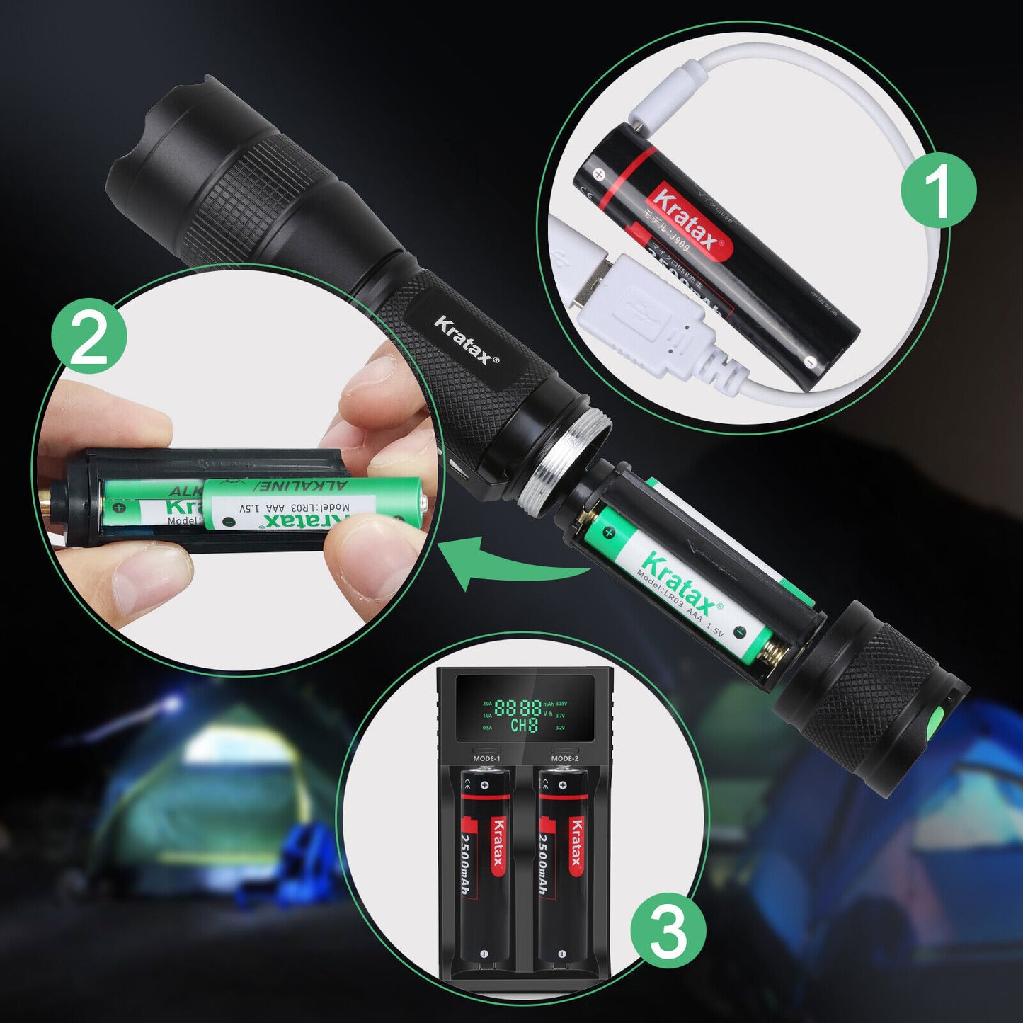 5.3oz Small & Extremely Zoomable LED Tactical Handheld Flashlight With Knife